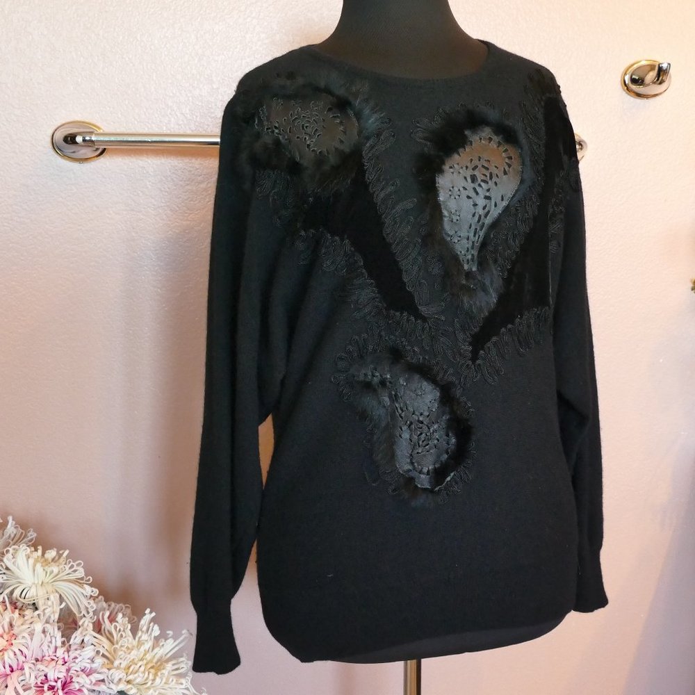 Lambswool & Angora Black Sweater- Size M